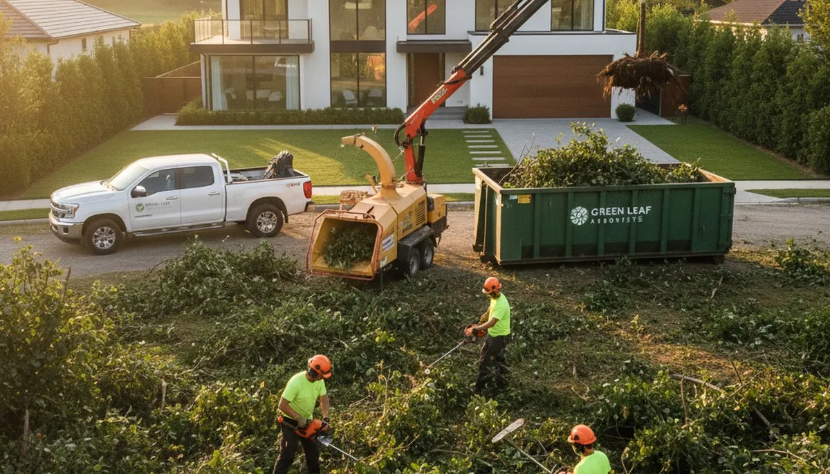Professional shrub removal crew clearing overgrown bushes in San Antonio, TX yard
