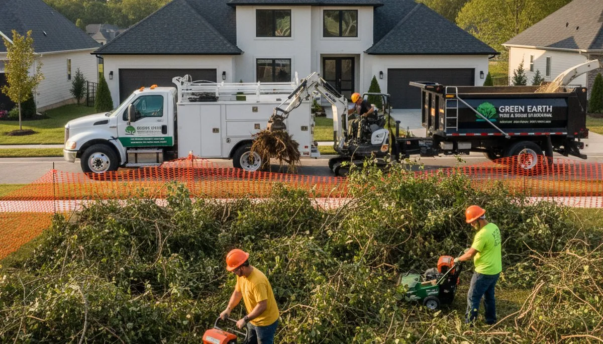 Professional shrub removal service clearing overgrown yard in San Antonio, TX