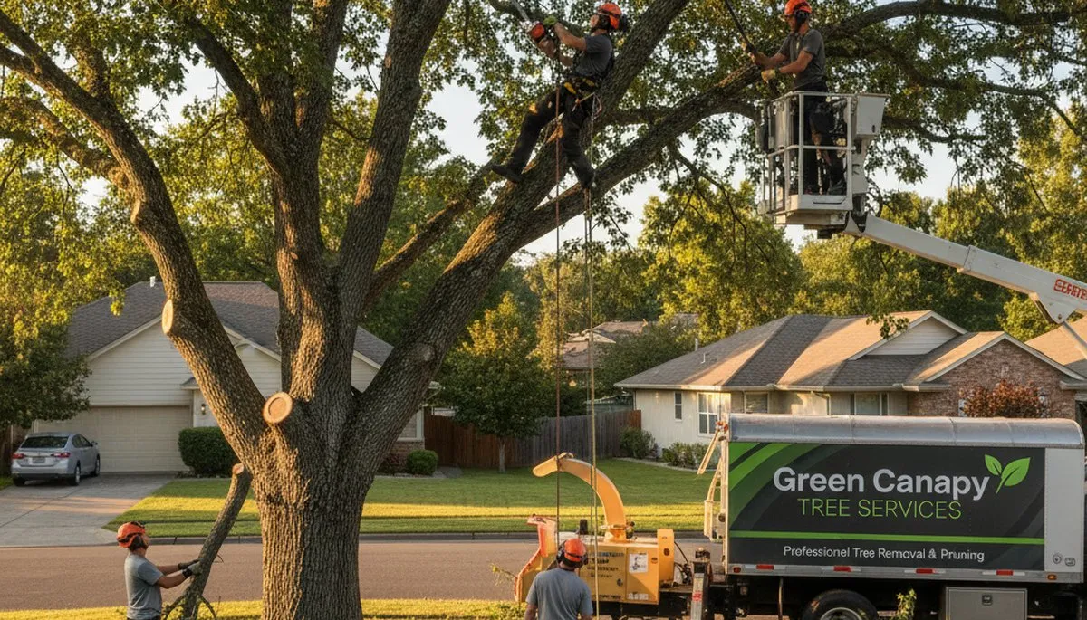 Arborist performing professional tree pruning in San Antonio, TX for healthier residential trees